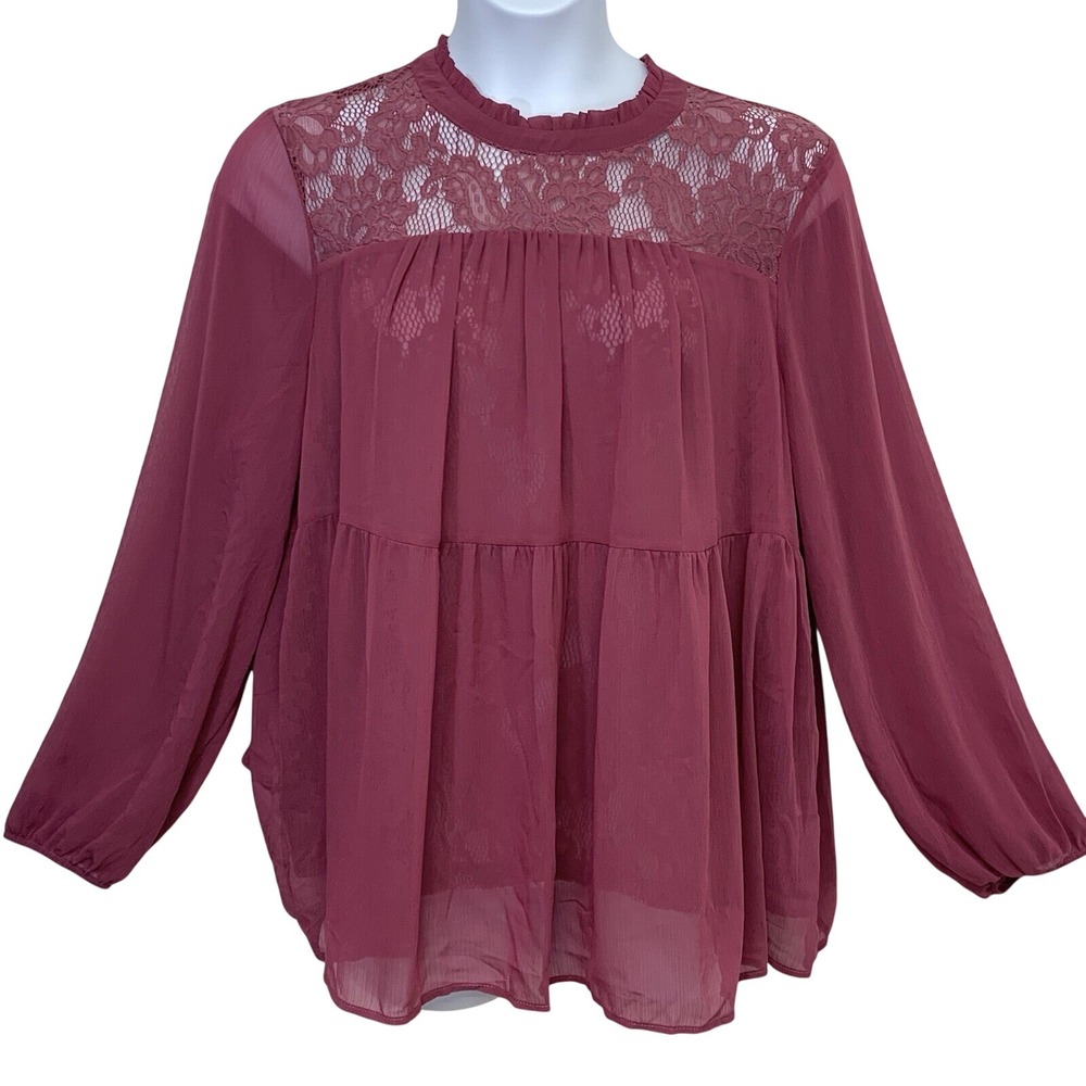 Torrid Embroidery Lace Pink Floral Blouse Top 2X Long Sheer Sleeve Fairy Boho